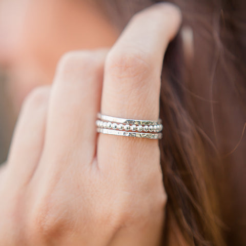 Hammered Stacking Ring - Silver – Earthen